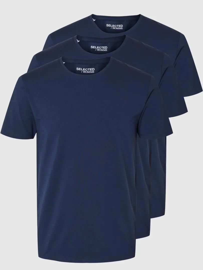 pak_bomuld_tshirt_5-1.webp T-shirts>SELECTED 3-PAK BOMULD T-SHIRT Blue