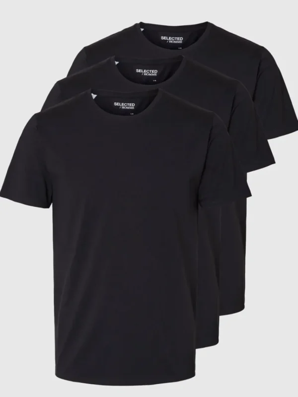 T-shirts>SELECTED 3-PAK BOMULD T-SHIRT Black