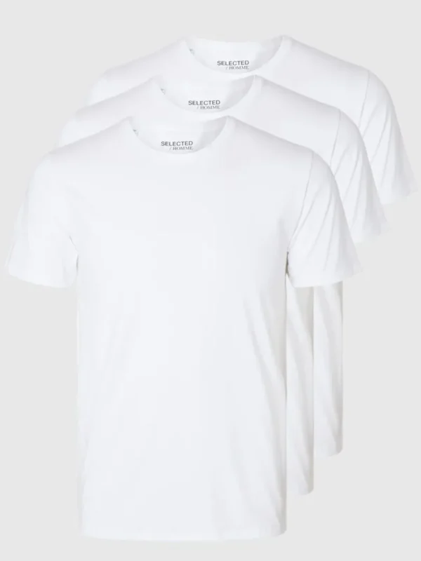 T-shirts>SELECTED 3-PAK BOMULD T-SHIRT White