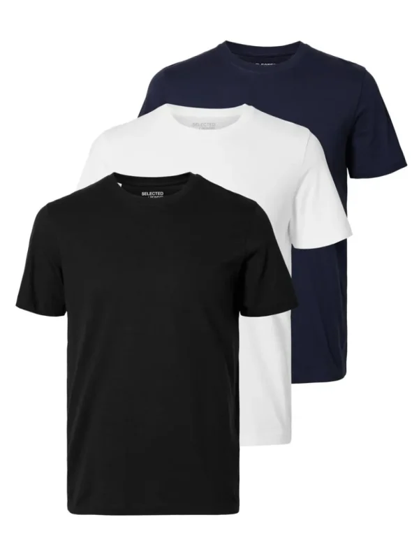 T-shirts>SELECTED 3-PAK BOMULD T-SHIRT Black
