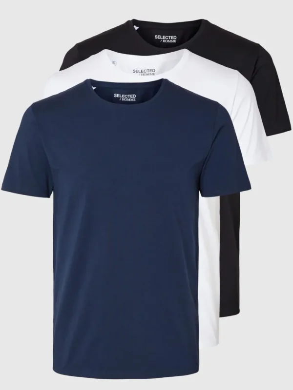 T-shirts>SELECTED 3-PAK BOMULD T-SHIRT Black