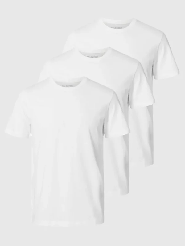 T-shirts>SELECTED 3-PAK BOMULD T-SHIRT White