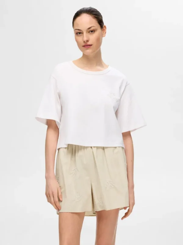 T-shirts>SELECTED PERLEBRODERI T-SHIRT White