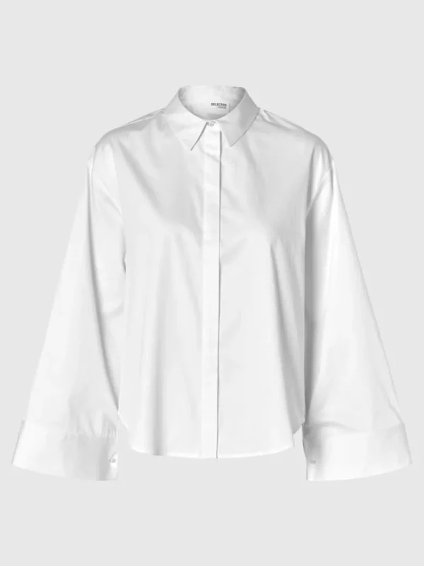 Skjorter>SELECTED PERLEDETALJE CROPPED SKJORTE White