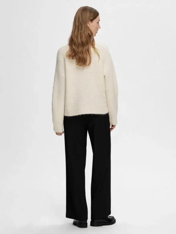 Strik>SELECTED PERLEDETALJE STRIKTRØJE Beige