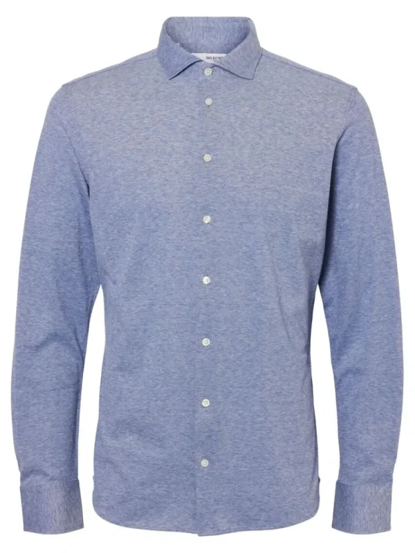 Skjorter>SELECTED PIQUÉ LANGÆRMET SKJORTE Blue