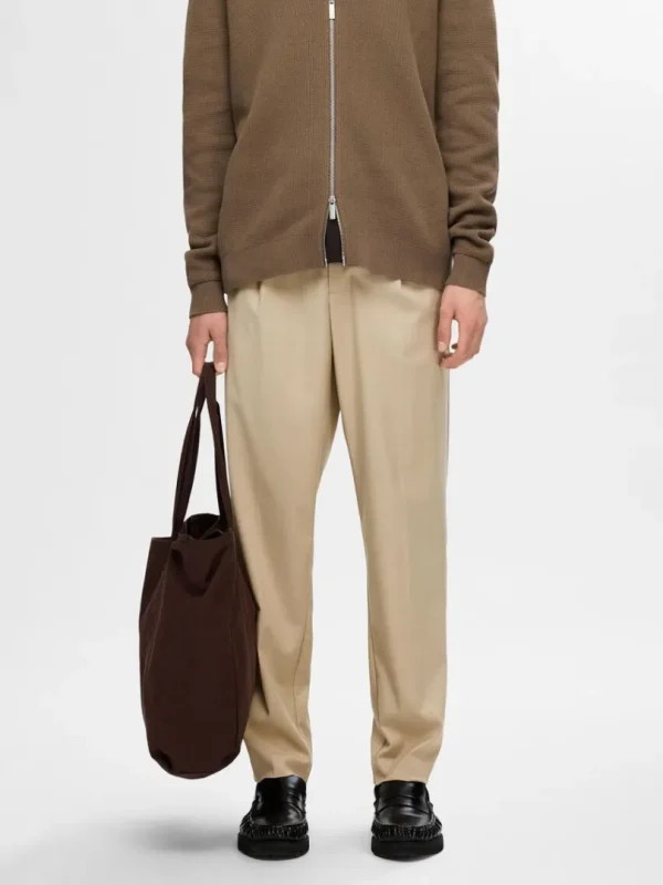 Bukser>SELECTED PLISSERET BUKSER Beige