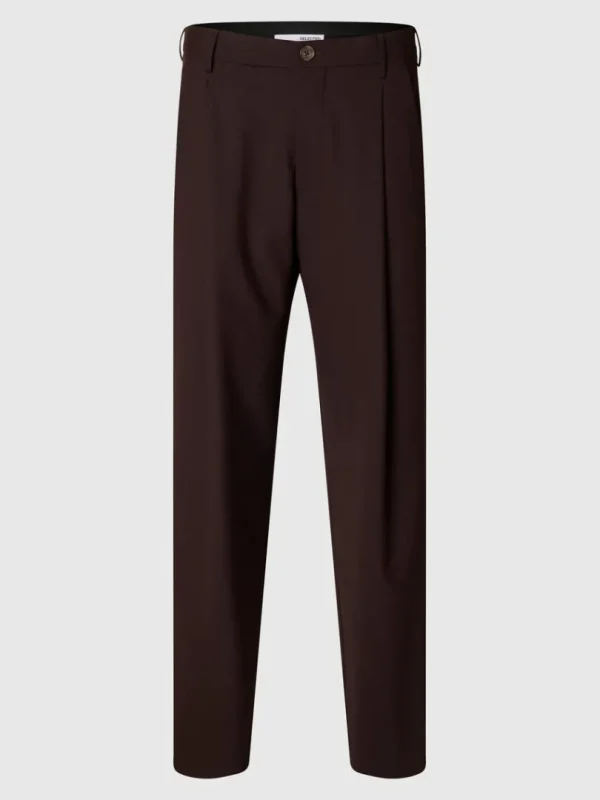 Bukser | Jakkesæt & Blazers>SELECTED PLISSERET LØSTSIDDENDE BUKSER Brown