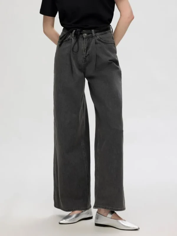 Jeans>SELECTED PLISSERET WIDE FIT JEANS Grey