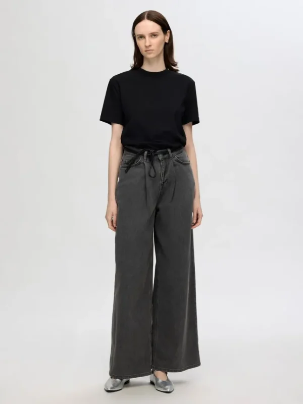 Jeans>SELECTED PLISSERET WIDE FIT JEANS Grey