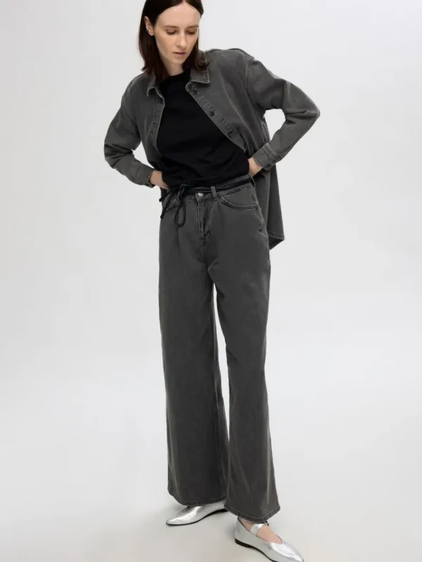 Jeans>SELECTED PLISSERET WIDE FIT JEANS Grey