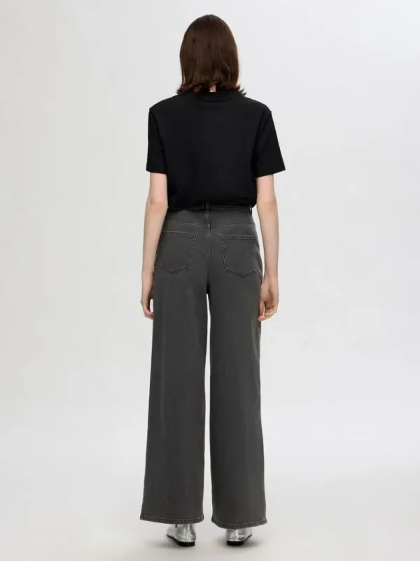 Jeans>SELECTED PLISSERET WIDE FIT JEANS Grey