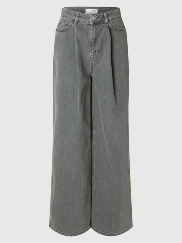 Jeans>SELECTED PLISSERET WIDE FIT JEANS Grey