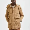 Overtøj>SELECTED POLSTRET PARKA Brown
