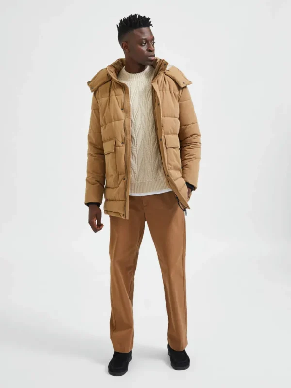Overtøj>SELECTED POLSTRET PARKA Brown