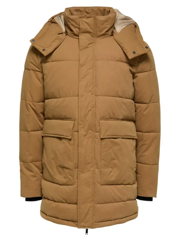 Overtøj>SELECTED POLSTRET PARKA Brown