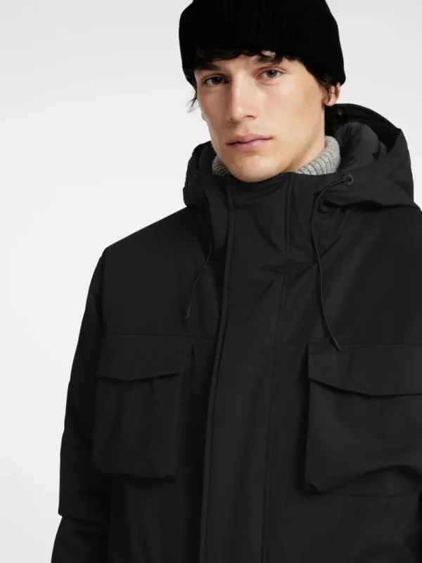 Overtøj>SELECTED POLSTRET PARKA Black