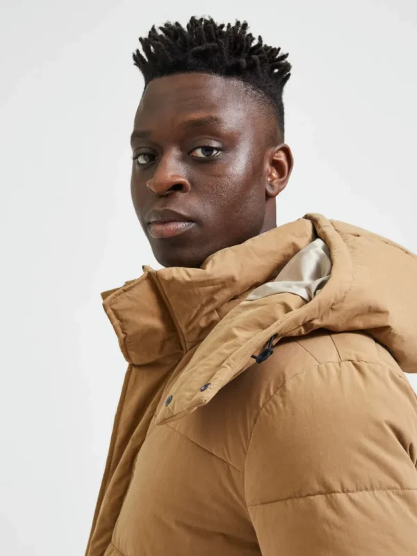 Overtøj>SELECTED POLSTRET PARKA Brown