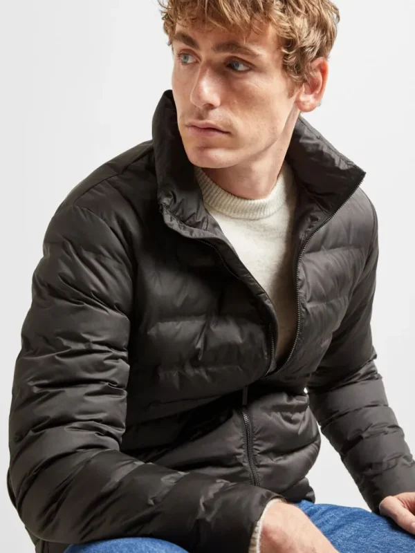 Overtøj>SELECTED POLSTRET QUILTET JAKKE Black
