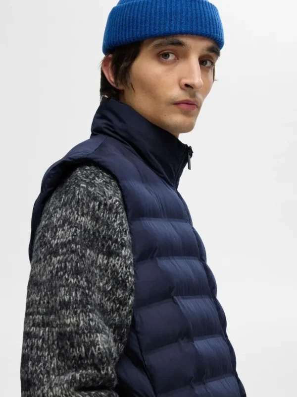 Overtøj>SELECTED POLSTRET QUILTET VEST Blue