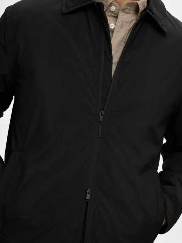 Overtøj>SELECTED POLSTRET SHACKET Black