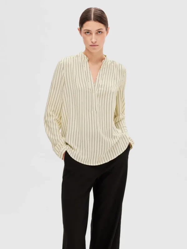 Toppe Og Bluser>SELECTED PRINTET BLUSE Beige