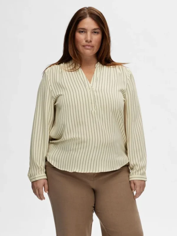 Toppe Og Bluser>SELECTED PRINTET BLUSE Beige