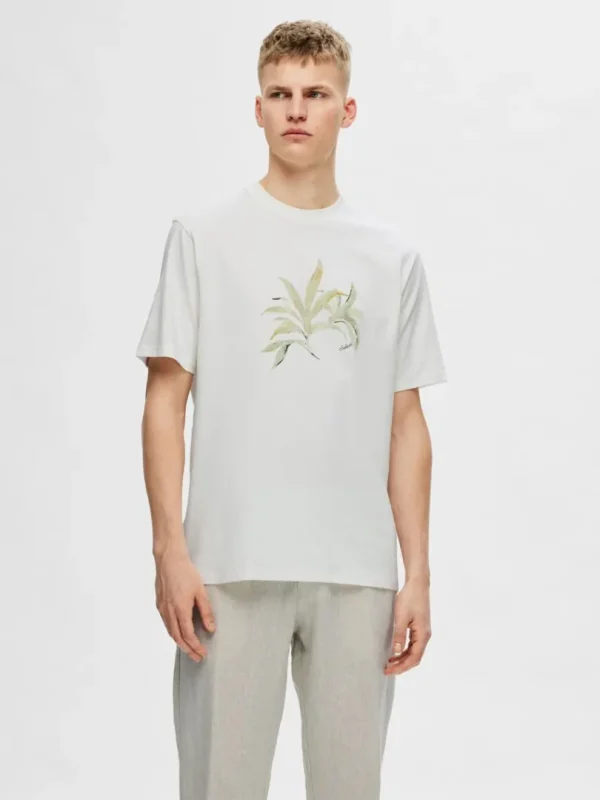 T-shirts>SELECTED PRINTET BOMULD T-SHIRT White