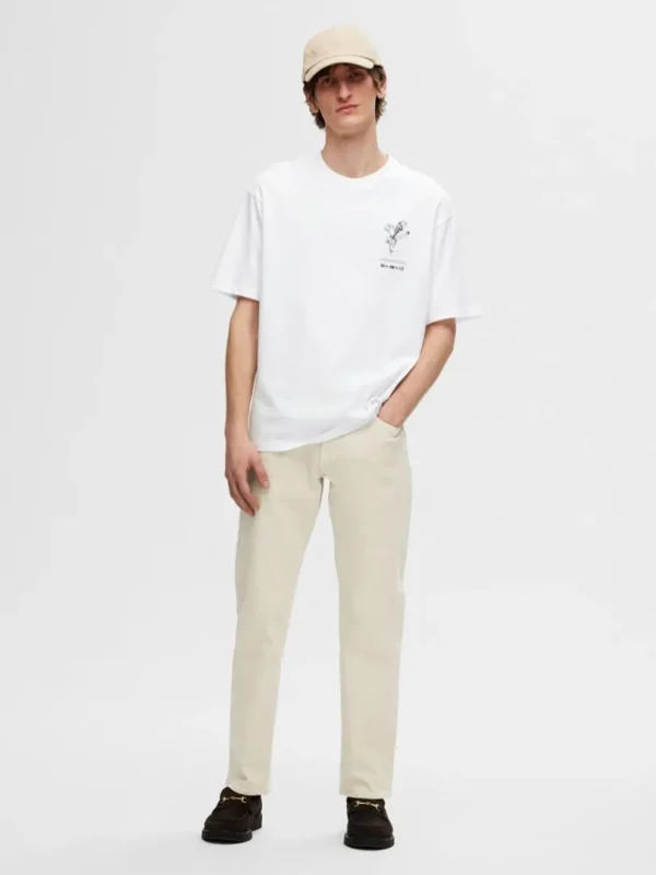 T-shirts>SELECTED PRINTET BOMULD T-SHIRT White