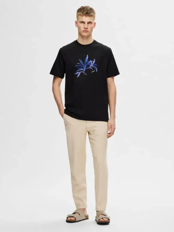 T-shirts>SELECTED PRINTET BOMULD T-SHIRT Black