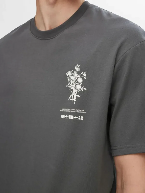 T-shirts>SELECTED PRINTET BOMULD T-SHIRT Grey