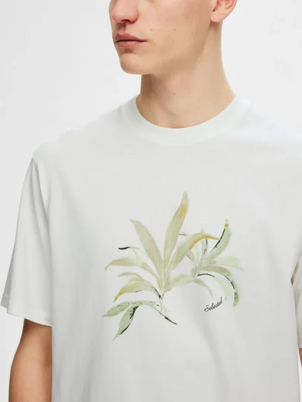 T-shirts>SELECTED PRINTET BOMULD T-SHIRT White