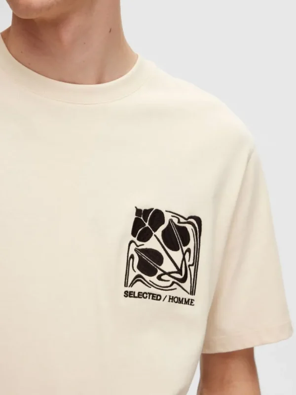 T-shirts>SELECTED PRINTET BOMULD T-SHIRT Beige