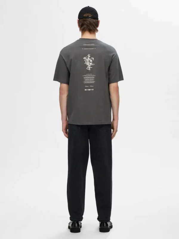 T-shirts>SELECTED PRINTET BOMULD T-SHIRT Grey