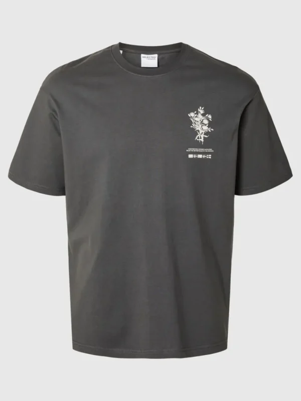 T-shirts>SELECTED PRINTET BOMULD T-SHIRT Grey