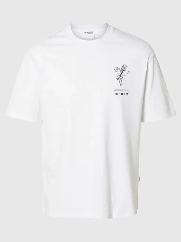 T-shirts>SELECTED PRINTET BOMULD T-SHIRT White