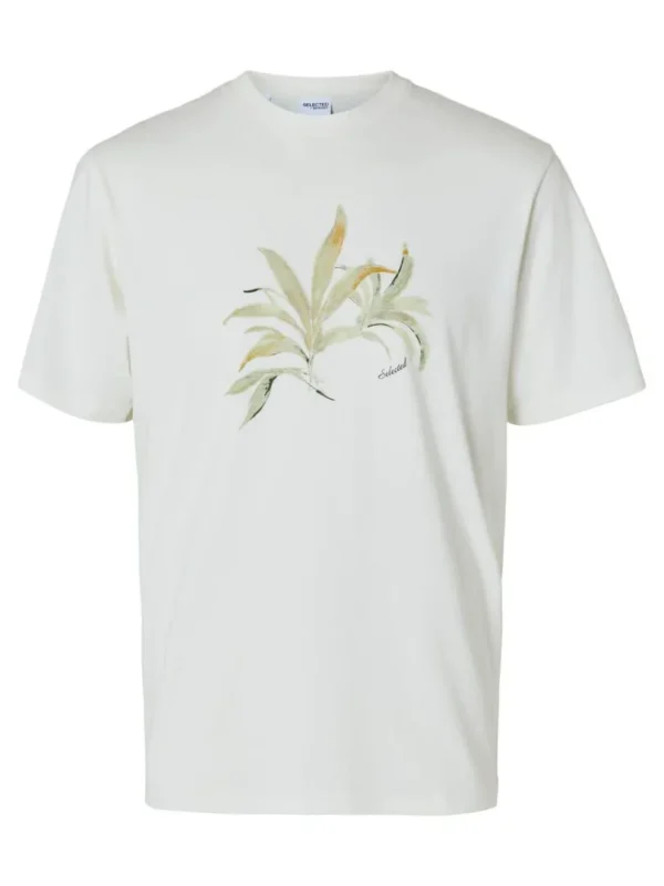 T-shirts>SELECTED PRINTET BOMULD T-SHIRT White