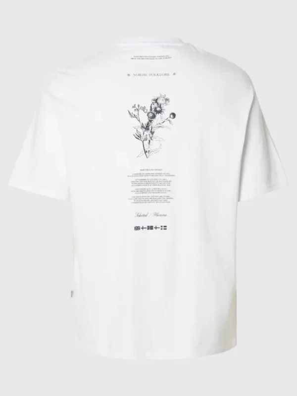 T-shirts>SELECTED PRINTET BOMULD T-SHIRT White