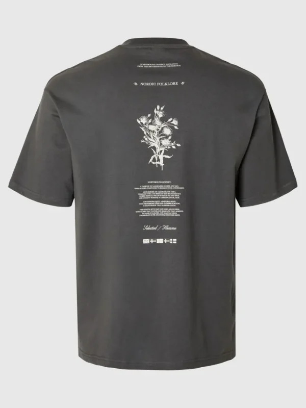 T-shirts>SELECTED PRINTET BOMULD T-SHIRT Grey
