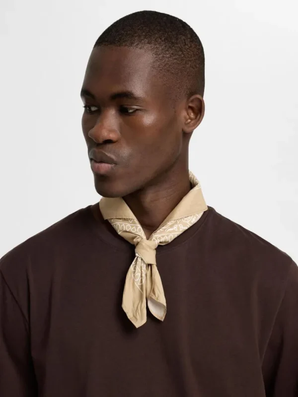 Accessories>SELECTED PRINTET HALSTØRKLÆDE Beige