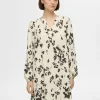 Kjoler>SELECTED PRINTET KORT KJOLE Beige