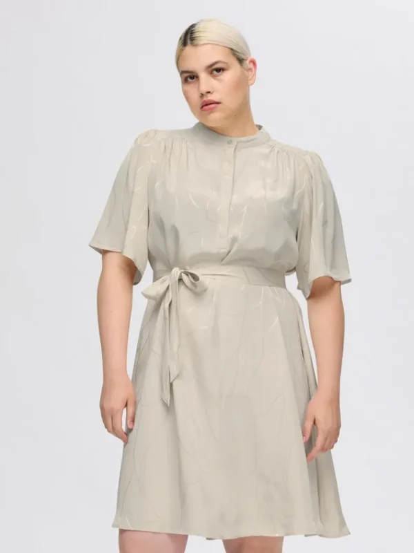 Kjoler>SELECTED PRINTET KORT KJOLE Beige