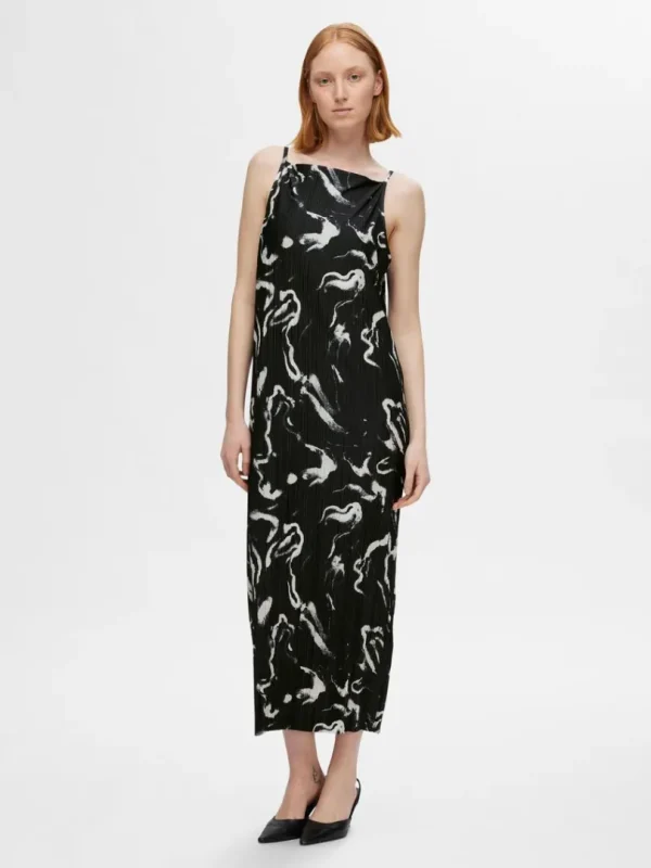 Kjoler>SELECTED PRINTET MAXIKJOLE Black