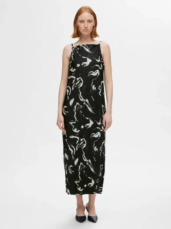 Kjoler>SELECTED PRINTET MAXIKJOLE Black