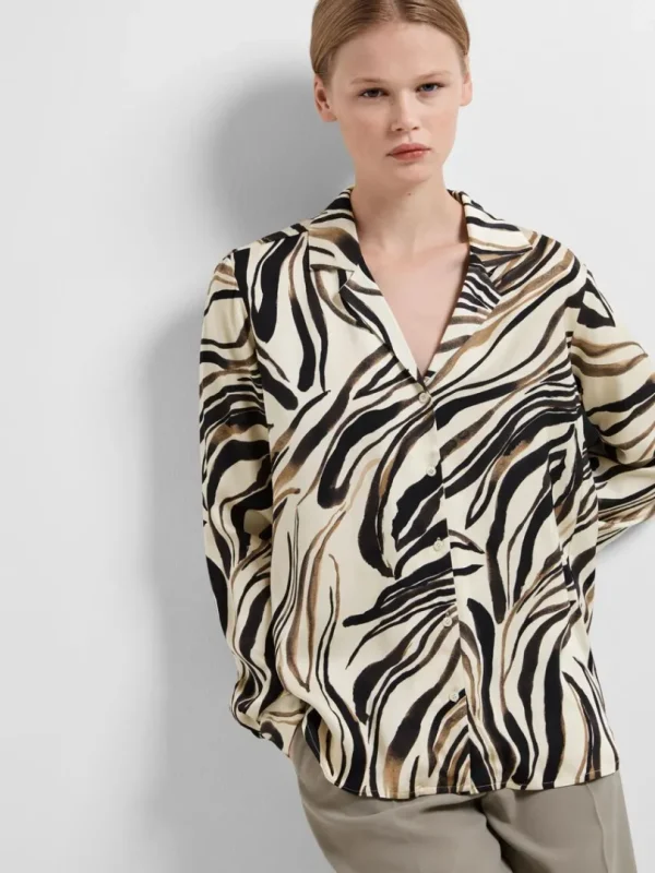 Skjorter>SELECTED PRINTET SATIN. SKJORTE Black