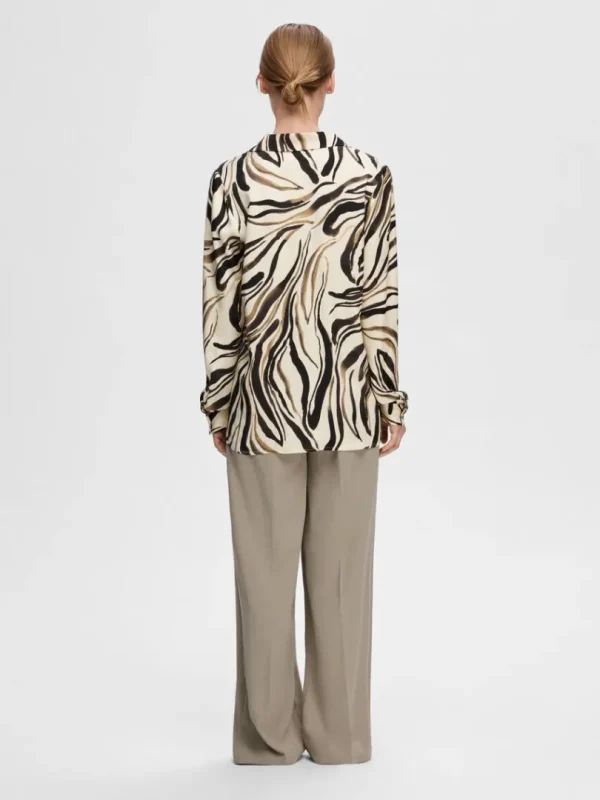 Skjorter>SELECTED PRINTET SATIN. SKJORTE Black