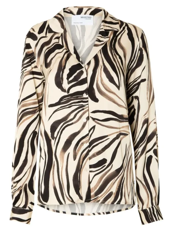 Skjorter>SELECTED PRINTET SATIN. SKJORTE Black