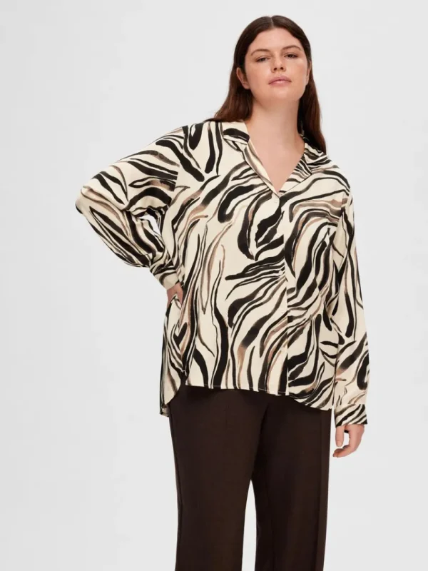 Skjorter>SELECTED PRINTET SATIN. SKJORTE Black