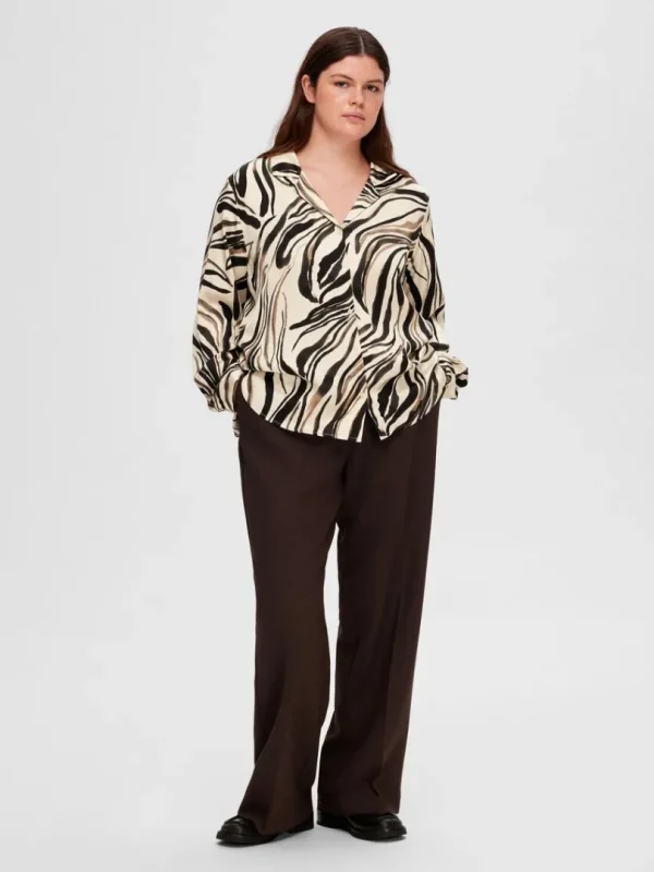 Skjorter>SELECTED PRINTET SATIN. SKJORTE Black