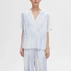 Toppe Og Bluser>SELECTED PRINTET TOP MED KORTE ÆRMER Blue